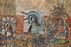 Bariffe "Land of confusion" Mixed media on canvas 24" x 24" 2026 "Faces 2"