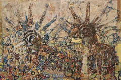 Bariffe "Radioactivity" Mixed media on canvas 24" x 24" 2026 "Faces 2"