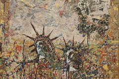 Bariffe "Time won't leave me as I am" Mixed media on canvas 24" x 24" 2026 "Faces 2"