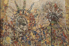 Bariffe "I am wide awake" Mixed media on canvas 24" x 24" 2026 "Faces 2"