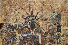 Bariffe "Information" Mixed media on canvas 24" x 24" 2026 "Faces 2"