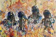 Bariffe  "Sheep" Mixed media on canvas 24" x 24" 2025