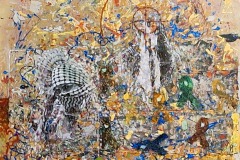 Bariffe  "Marked" Mixed media on canvas 24" x 24" 2025