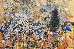 Bariffe  "Welcome to the machine" Mixed media on canvas 24" x 24" 2025