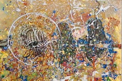 Bariffe  "Us and them" Mixed media on canvas 24" x 24" 2025