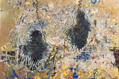 Bariffe   "And when the lamb opened the seventh seal, silence covered the sky"   Mixed media on canvas   24" x 24"   2025