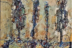 Bariffe  Re-remember  Mixed media on canvas 24" x 24"  2023  The Trees