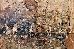 Bariffe  Metanoia  mixed media on canvas  24" x 24" 2021  'Christ in the Age of Cars"