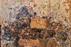 Bariffe  Cristo en la era de los coches  mixed media on canvas  24" x 24" 2021  'Christ in the Age of Cars"