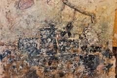 Bariffe  Hatua ya omega  mixed media on canvas  24" x 24" 2021  'Christ in the Age of Cars"