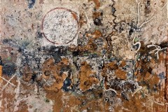 Bariffe  Verstand  mixed media on canvas  24" x 24" 2021  'Christ in the Age of Cars"