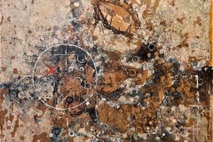 Bariffe  Nakumbuka kita kita!  mixed media on canvas  24" x 24" 2021  'Christ in the Age of Cars"