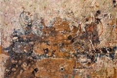 Bariffe  Caught between the dream and reality  mixed media on canvas  24" x 24" 2021  'Christ in the Age of Cars"