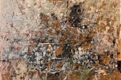 Bariffe  Die bekering  mixed media on canvas  24" x 24" 2021  'Christ in the Age of Cars"