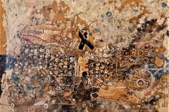 Bariffe  reveille-moi  mixed media on canvas  24" x 24" 2021  'Christ in the Age of Cars"