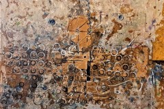 Bariffe  Kupaa  mixed media on canvas  24" x 24" 2021  'Christ in the Age of Cars"