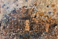 Bariffe  Sove nanm nou  mixed media on canvas  24" x 24" 2021  'Christ in the Age of Cars"