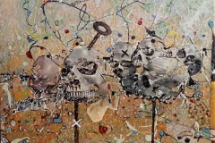 Bariffe   Amnesia   Mixed media on canvas 24" x 24" 2022.  The Marriage of Insight: Knowledge, wisdom, understanding