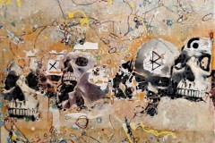 Bariffe   Verstandhis    Mixed media on canvas 24" x 24" 2022.  The Marriage of Insight: Knowledge, wisdom, understanding
