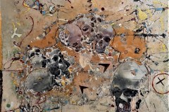 Bariffe Things are not as they would seem...  Mixed media on canvas 24" x 24" 2022. The Marriage of Insight: Knowledge, wisdom, understanding.