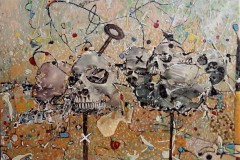 Bariffe   Amnesia   Mixed media on canvas 24" x 24" 2022.  The Marriage of Insight: Knowledge, wisdom, understanding