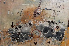 Bariffe   Mencuri  Mixed media on canvas 24" x 24" 2022.  The Marriage of Insight: Knowledge, wisdom, understanding.