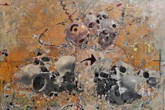 Bariffe   He who knows, does not talk, and he who talks does not know   Mixed media on canvas 24" x 24" 2022.  The Marriage of Insight: Knowledge, wisdom, understanding