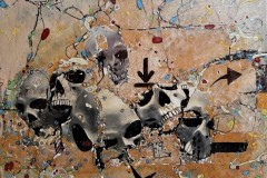 Bariffe   Nine are the worlds within worlds    Mixed media on canvas 24" x 24" 2022.  The Marriage of Insight: Knowledge, wisdom, understanding