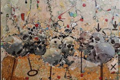 Bariffe   Ode to Cezanne   Mixed media on canvas 24" x 24" 2022.  The Marriage of Insight: Knowledge, wisdom, understanding